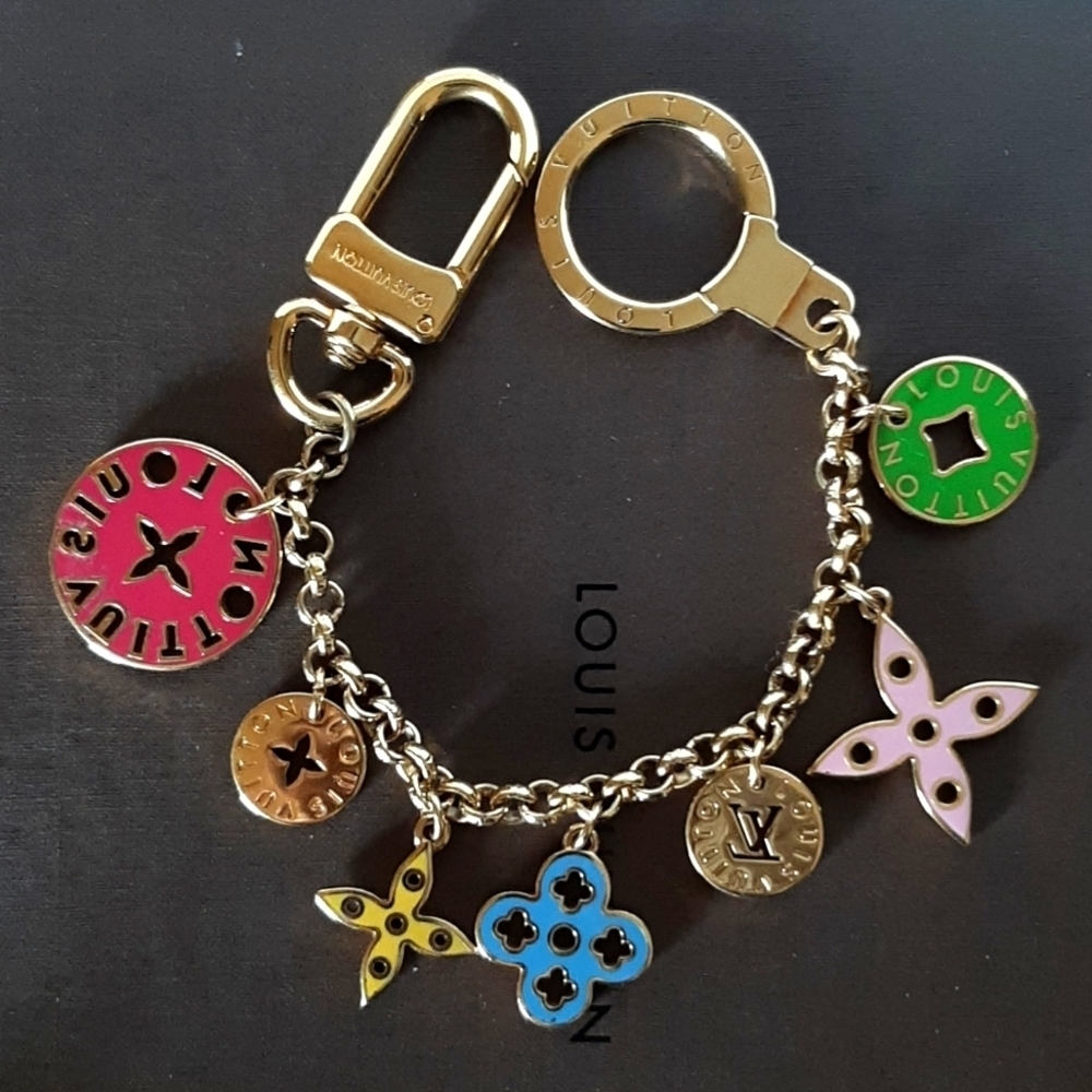 Louis Vuitton Authentic Monogram Multicolor Looping Chain Key Ring EUC - Picture 5 of 12